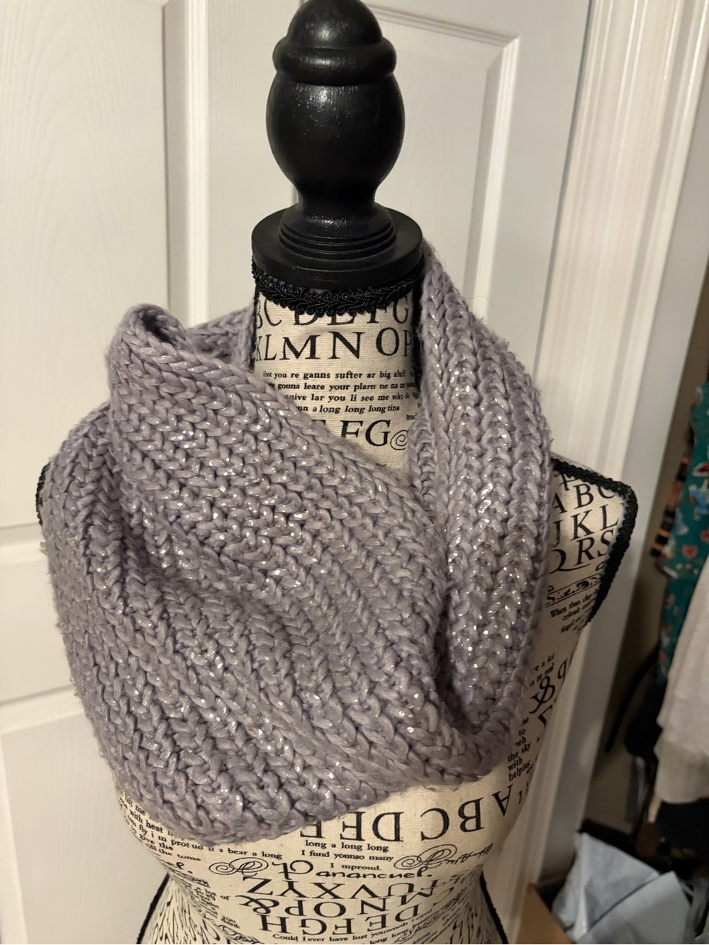 Chunky Soft Knit Grey and Silver Infinity Scarf
